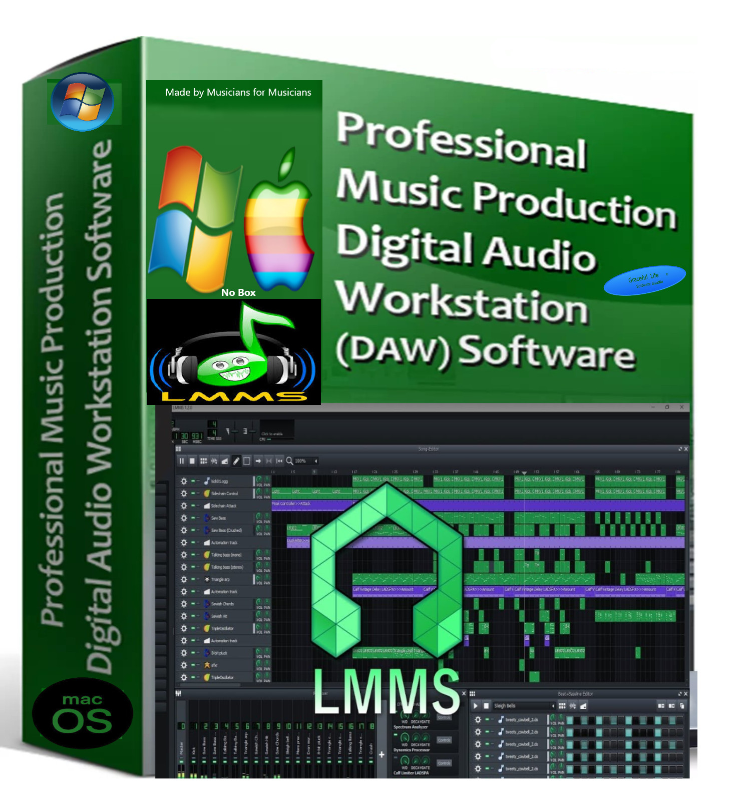 Music Production Pro Software Audio Editing Multi Track ~ Mixing MIDI DAW Beats
