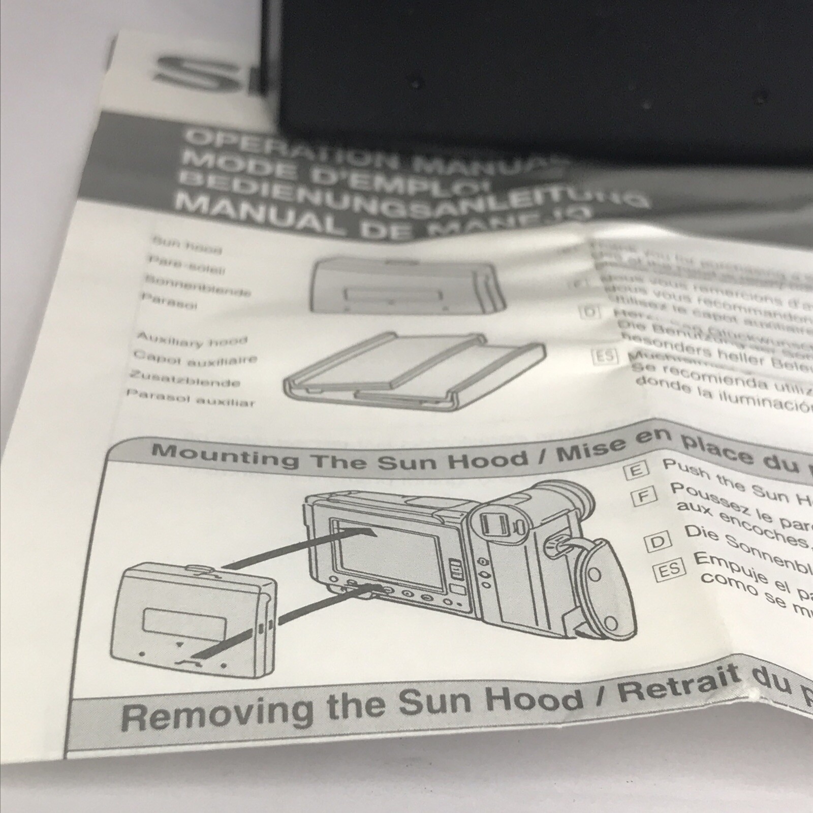 SHARP VIEWCAM SUN HOOD VR-410BF N