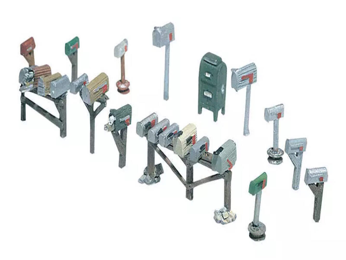 Woodland Scenics D206 HO Assorted Mix Mailboxes Train Scenery - New