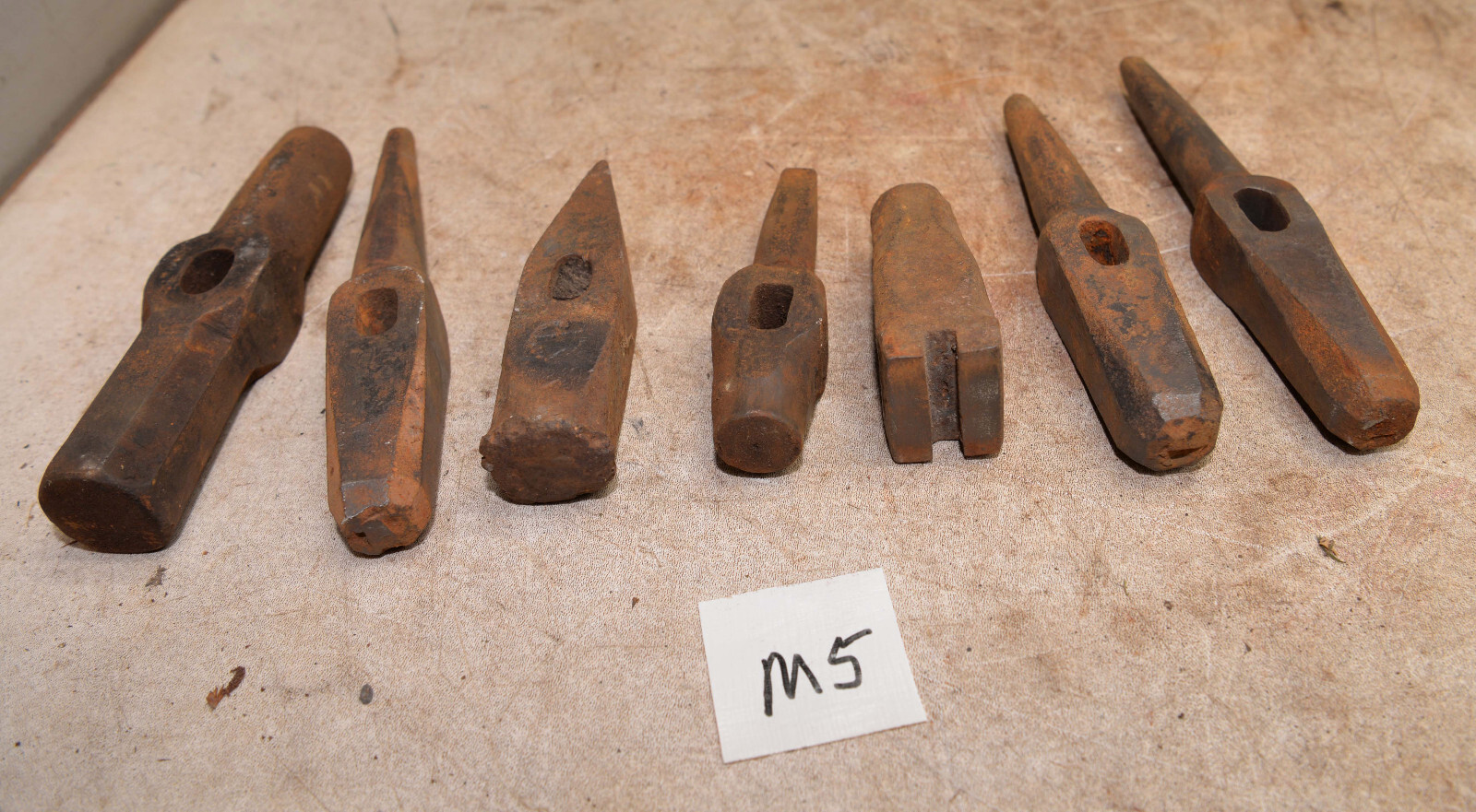 7 antique US blacksmith hammer heads collectible metal working tool lot M5