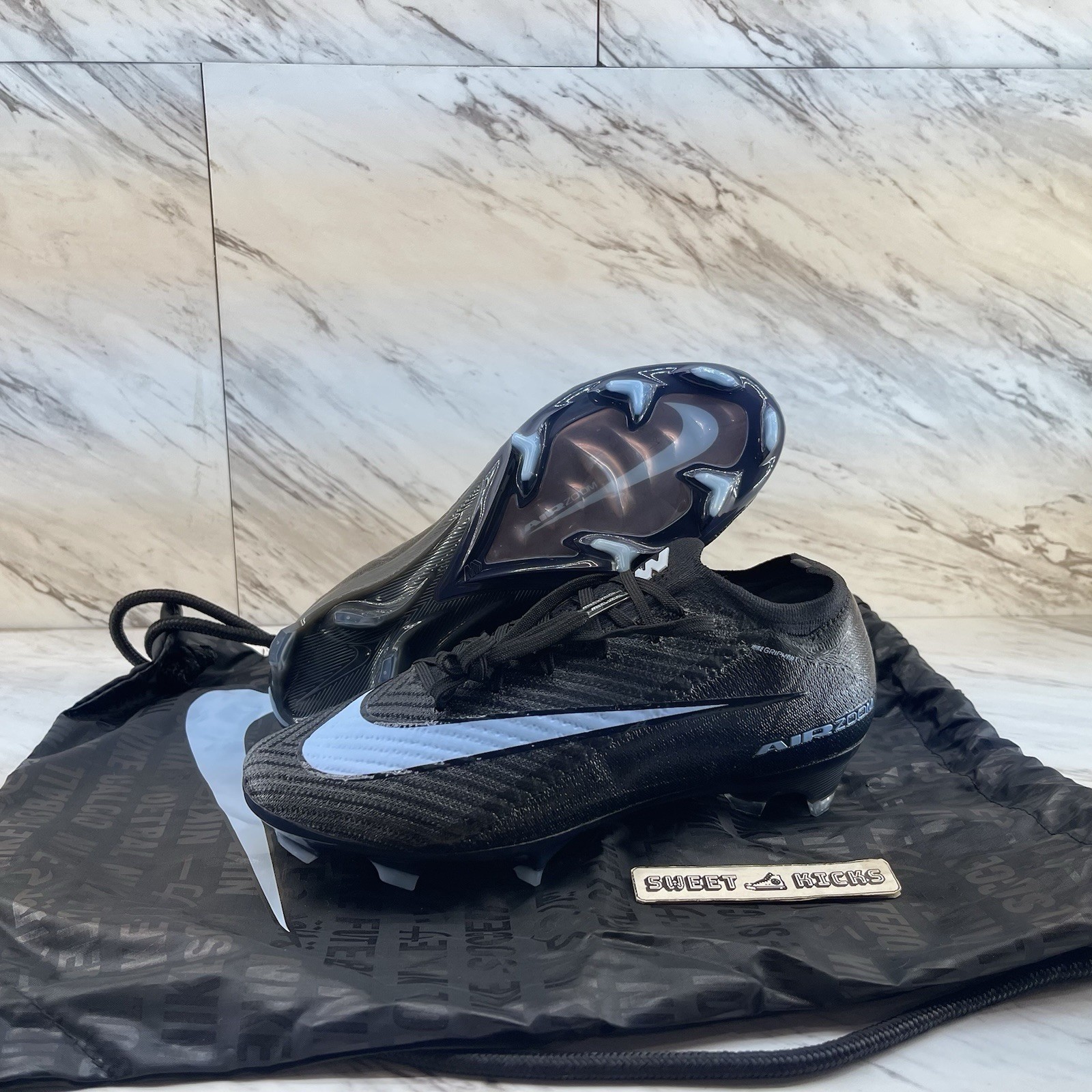 Nike Zoom Vapor 16 Elite FG Black Ice Blue FQ1457 001 Men's Size 5.5