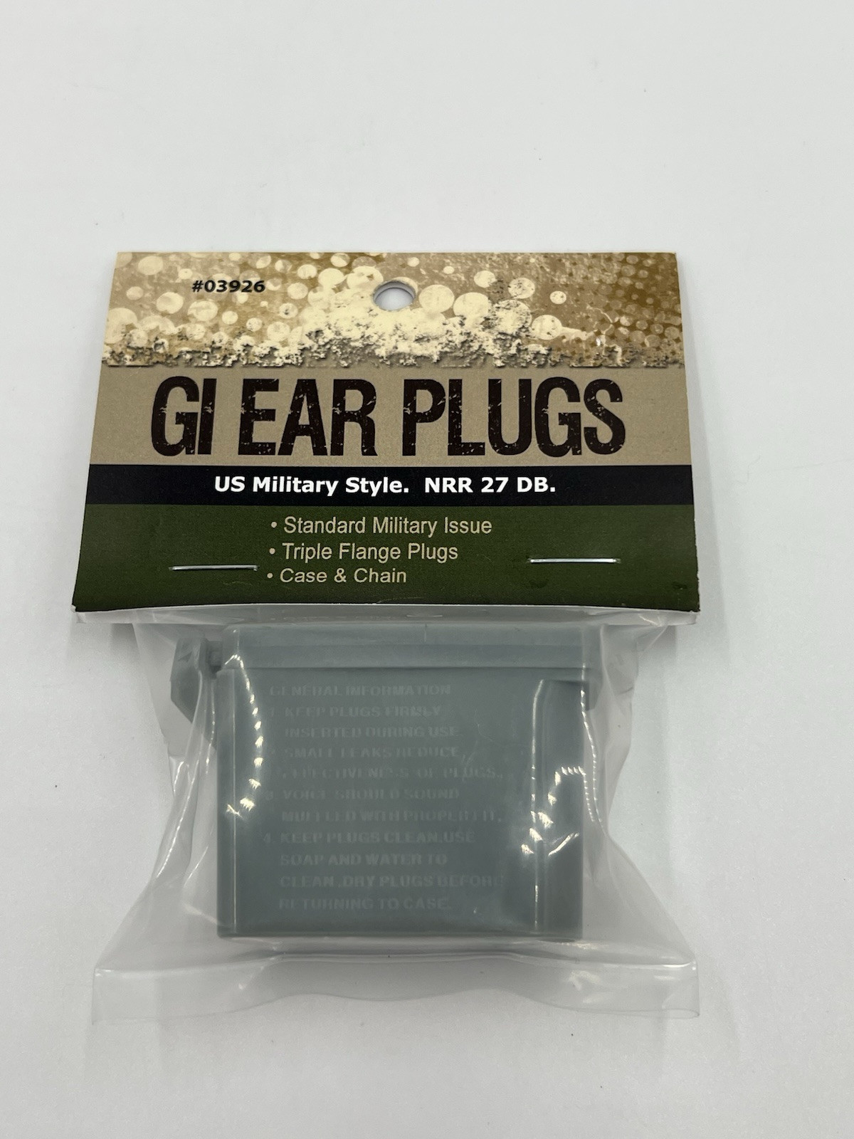 Military Issue Ear Plugs with Case & Chain Triple Flanged Ear Protection