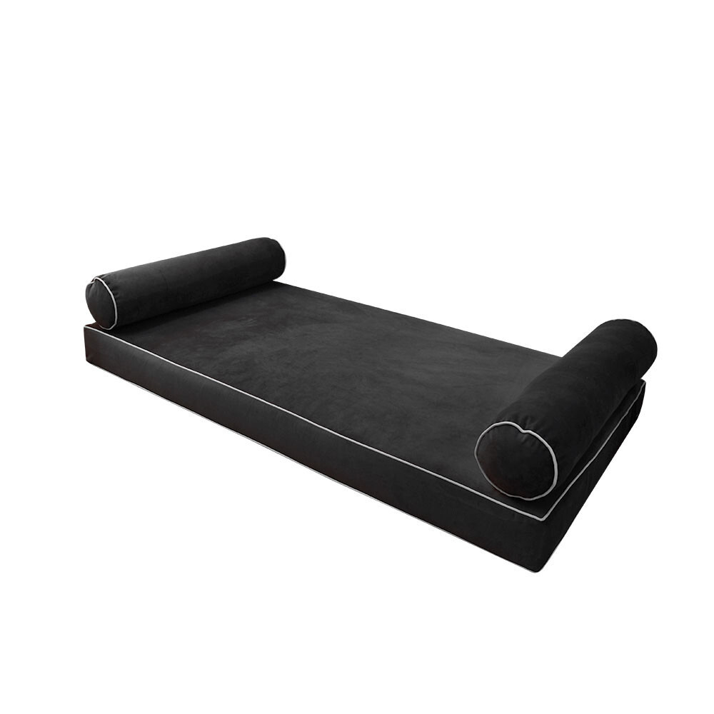 SLIPCOVER ONLY V5 Velvet Daybed Mattress Pillow Contrast Trim Twin-XL AD350