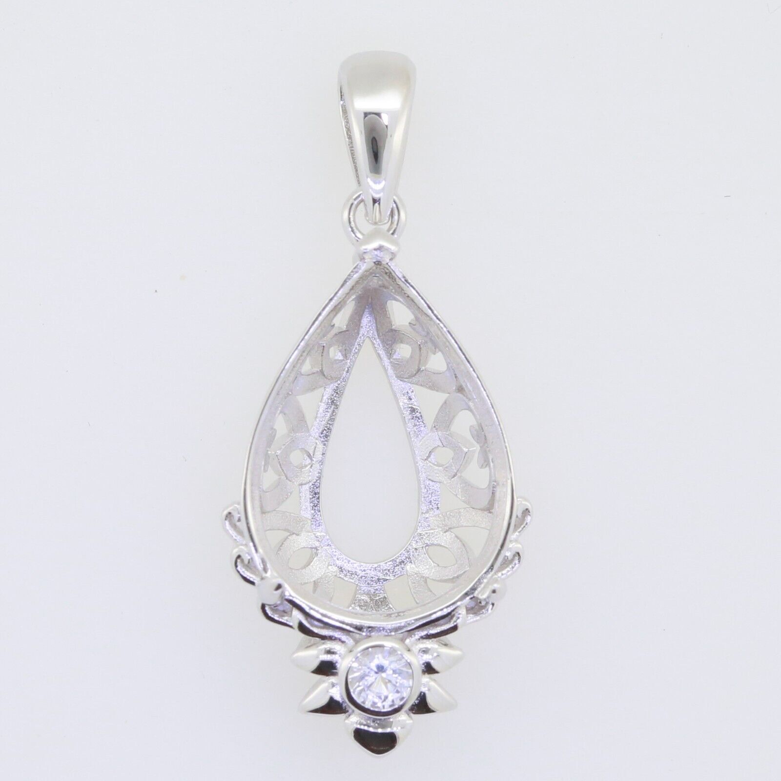 Sterling Silver Semi Mount Earrings Setting Pear PE 18X13mm