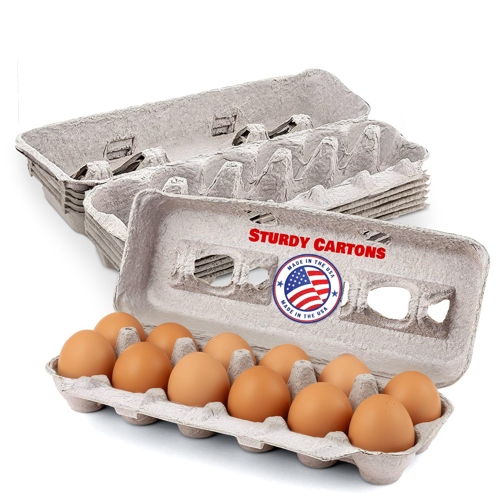 Blank Natural Pulp Egg Cartons Bulk  Made in USA  Holds Up to Twelve Eggs  Ca...