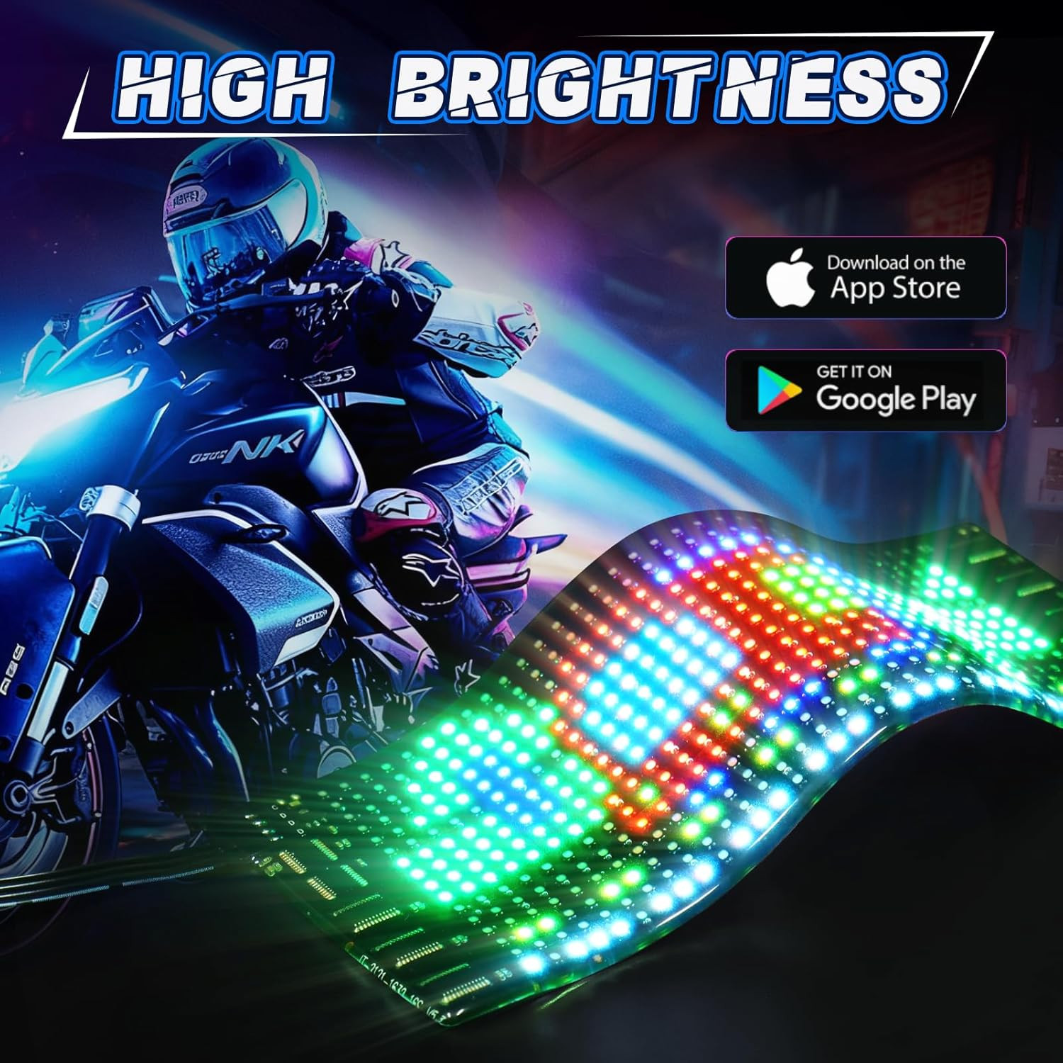 Tnuxey Devil Eyes Light for Motorcycle Windshield, 7''X3'' Flexible LED Light Si