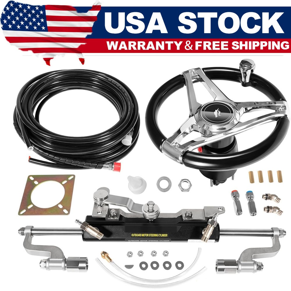 300HP Hydraulic Outboard Steering Kit Marine Boat with Wheel Helm Pump Cylinder