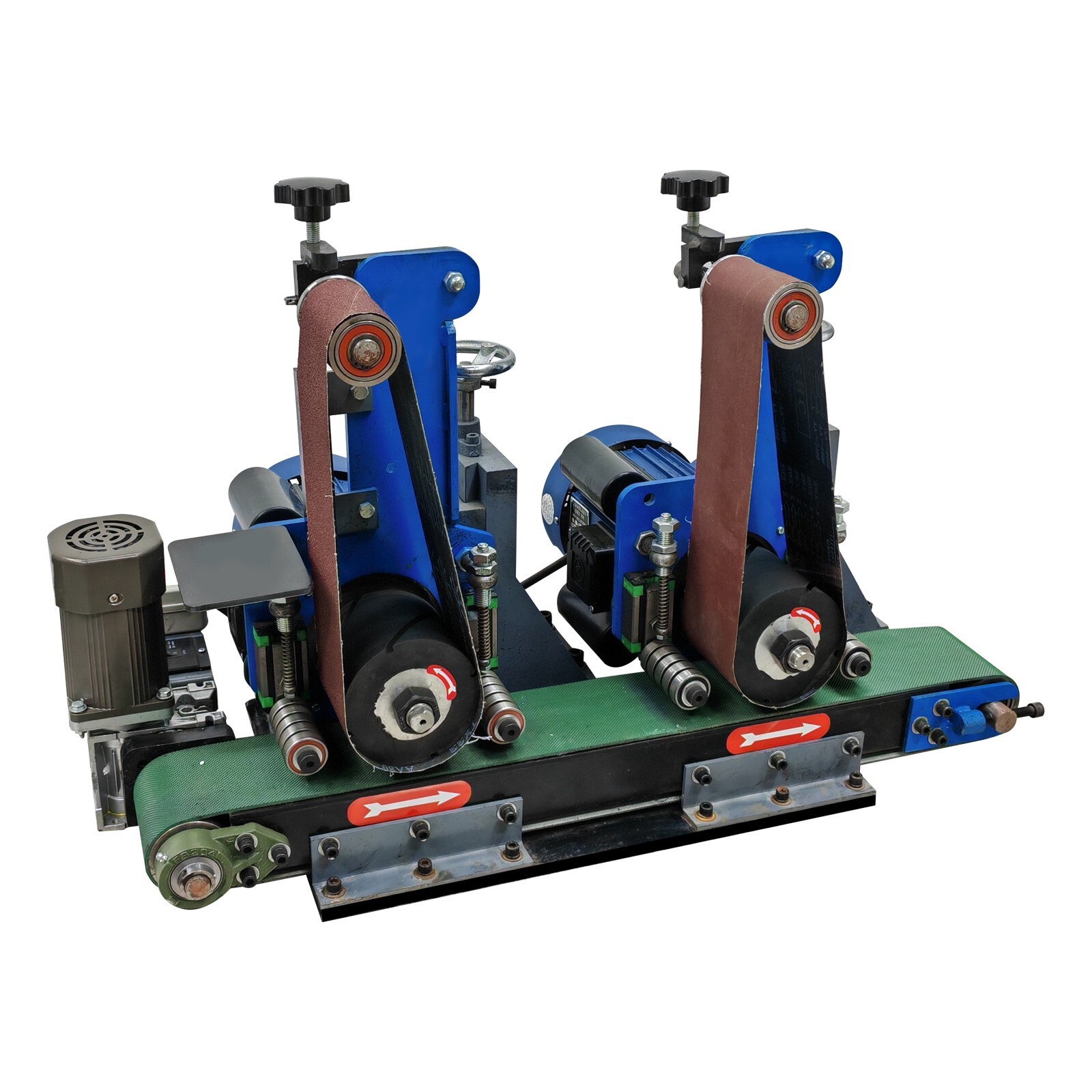 2Station Belt Sander220V Flat Rust Drawing Deburring Polishing Grinder Sharpener