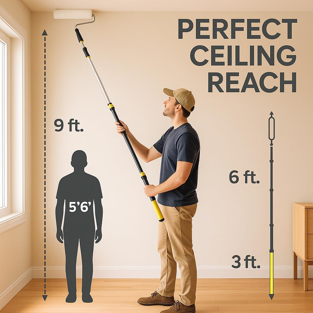 Bates- Extension Pole, 3 Ft Telescoping 3 Ft, Black and Yellow