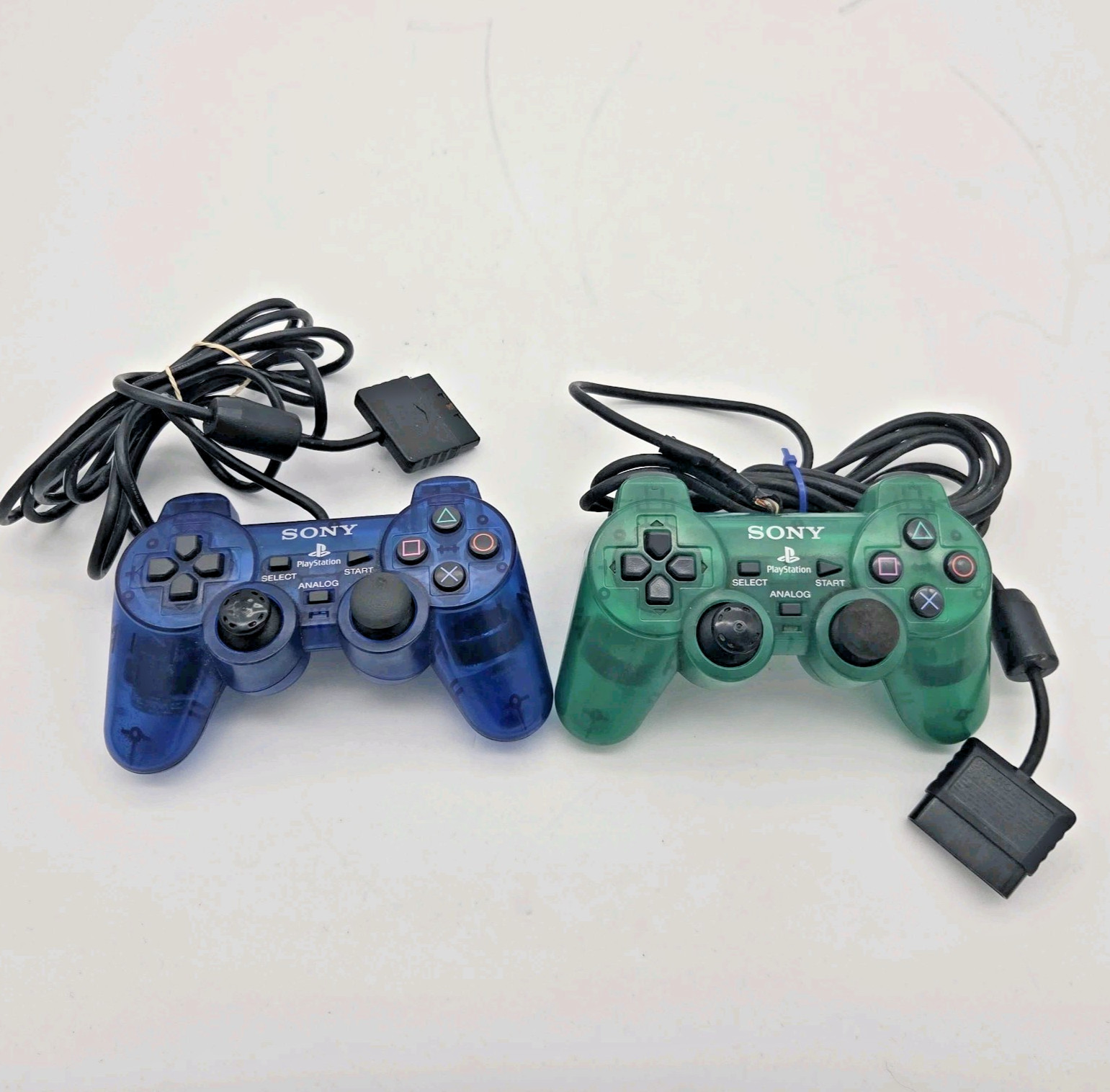 Sony DualShock 2 PS2 Controller Clear Emerald Green & Ocean Blue - Parts/Repair