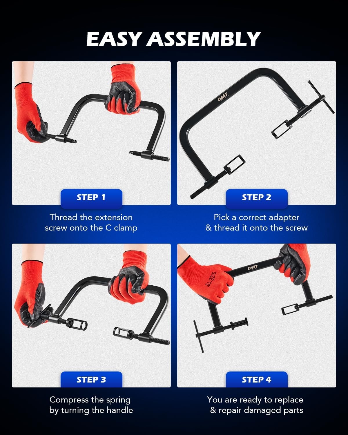 Valve Spring Compressor,10 Piece Spring Clamp Tool Kit with C Clamp