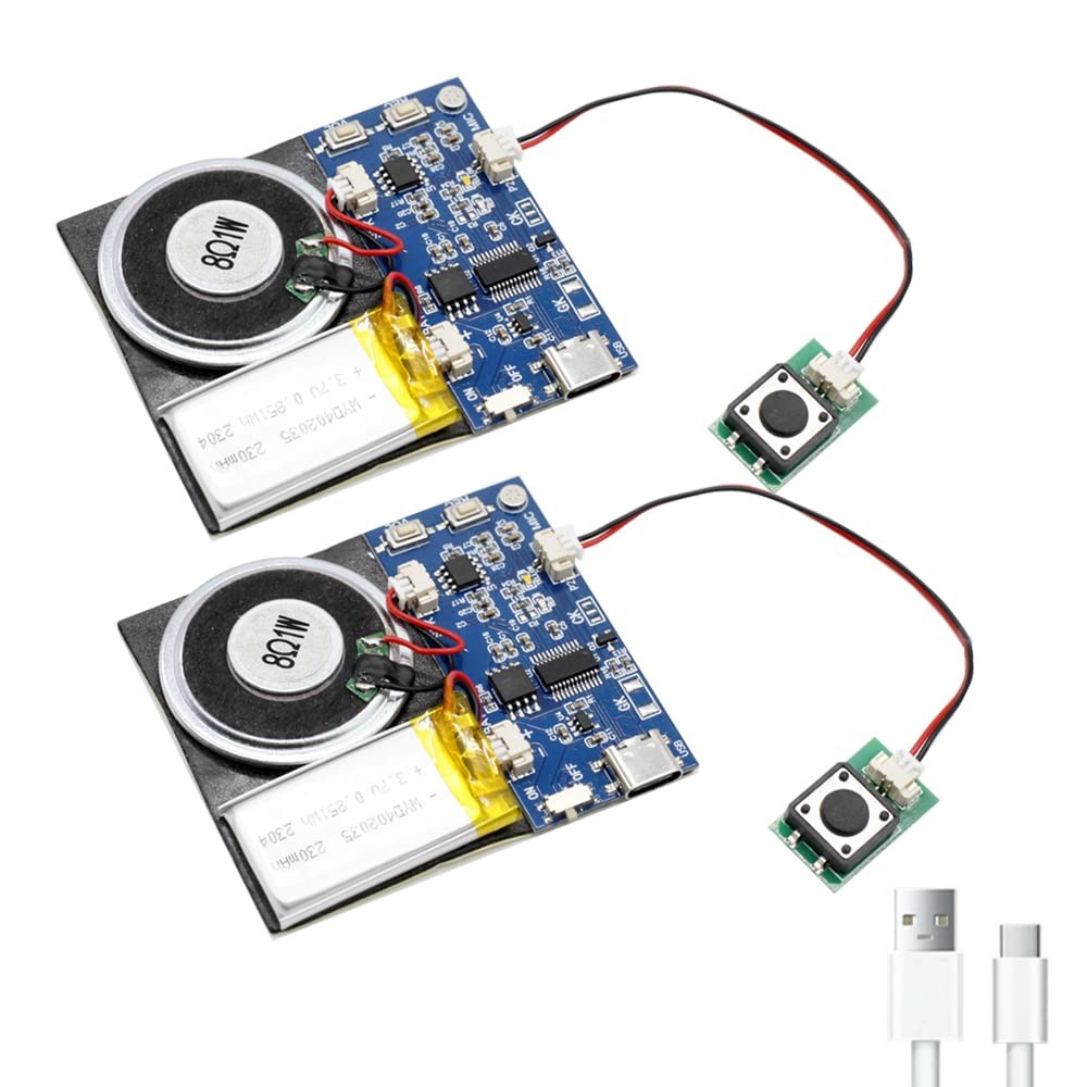 XLW Module - 16MB Push Button Activated Sound 2.6*2.24*0.2, Blue-2PCS