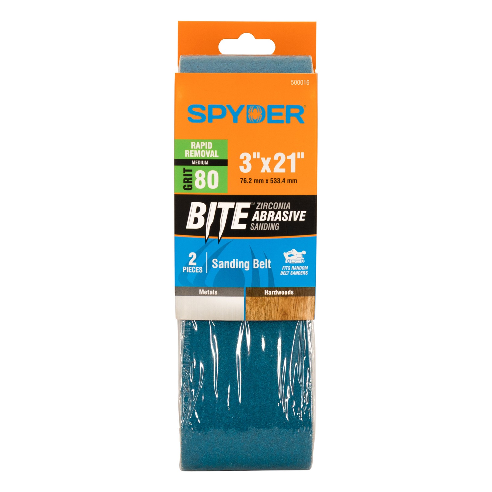 Spyder 3 in. x 21 in. 80 Grit Zirconia Tape Joint Sanding Belt (2-Pack) 500016