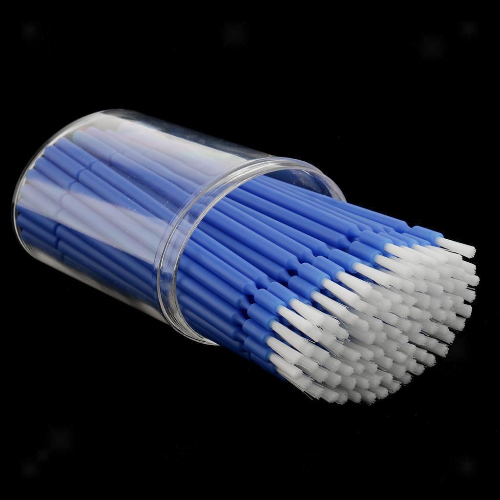 100x Dental Disposable Micro Applicators Long Tipped Bendable Micro Brushes Blue