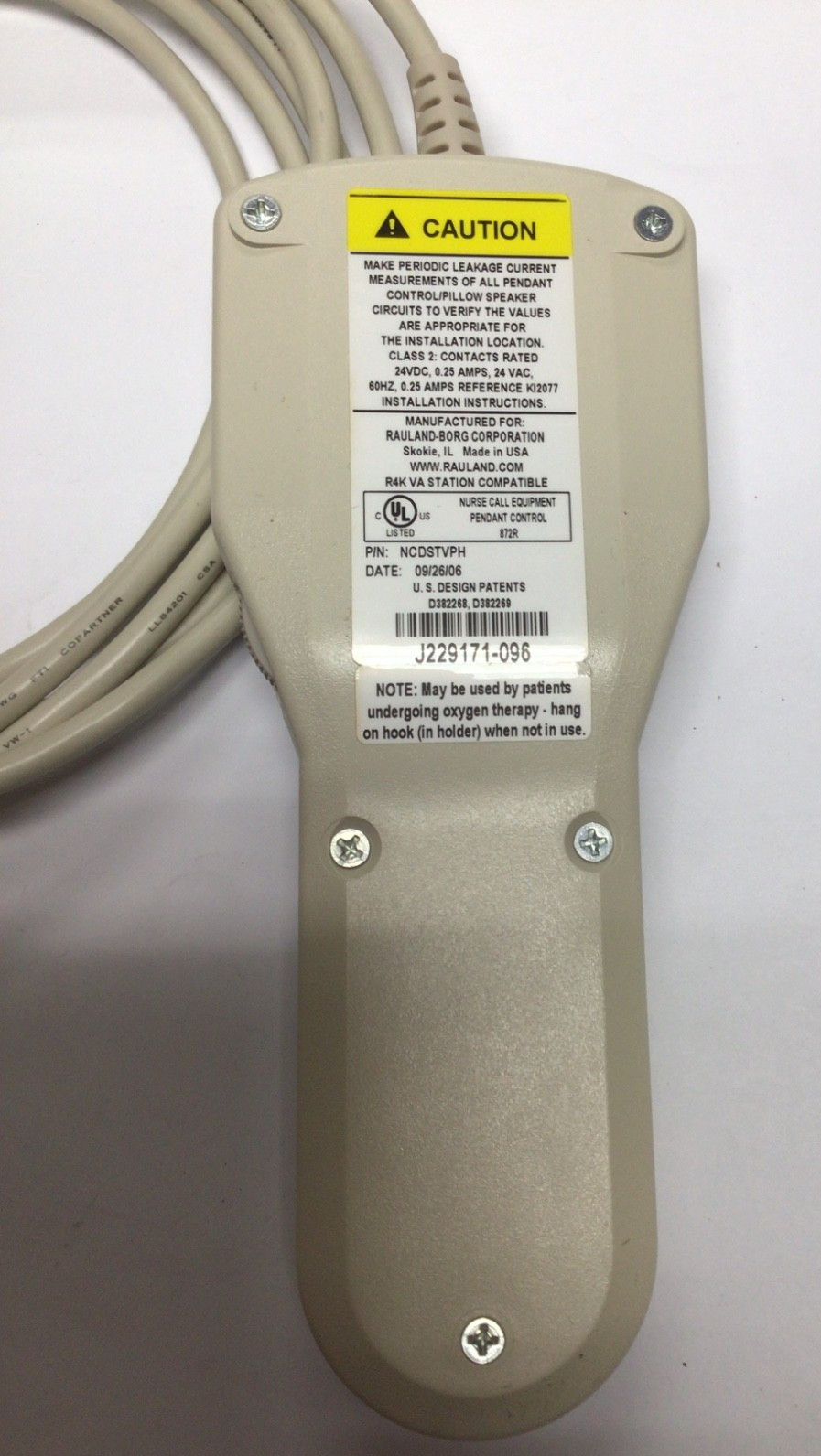 Rauland pillow speaker controller NCDSTVPH