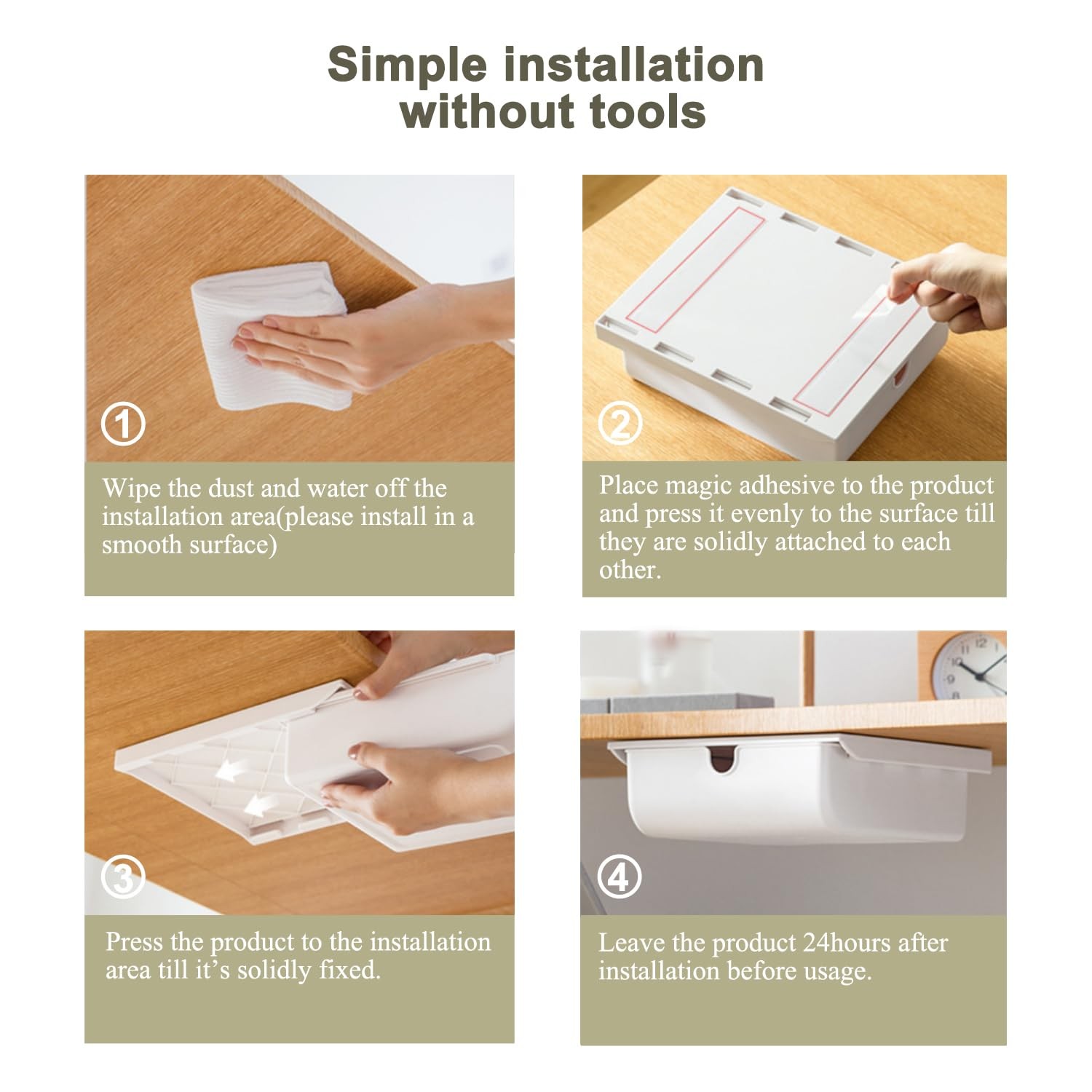 Under Desk Drawer Self-Adhesive Hidden Desktop Organizer, Attachable Desk Dra...