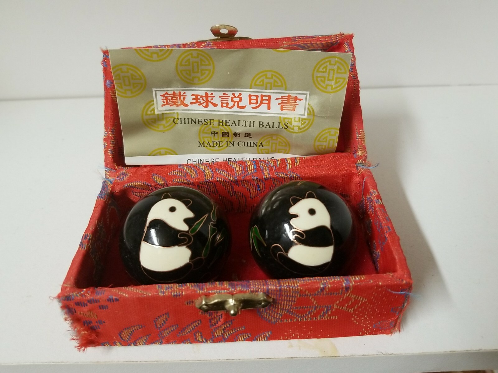 Baoding Balls Chinese Health  Stress Balls Massage Green Panda Bears