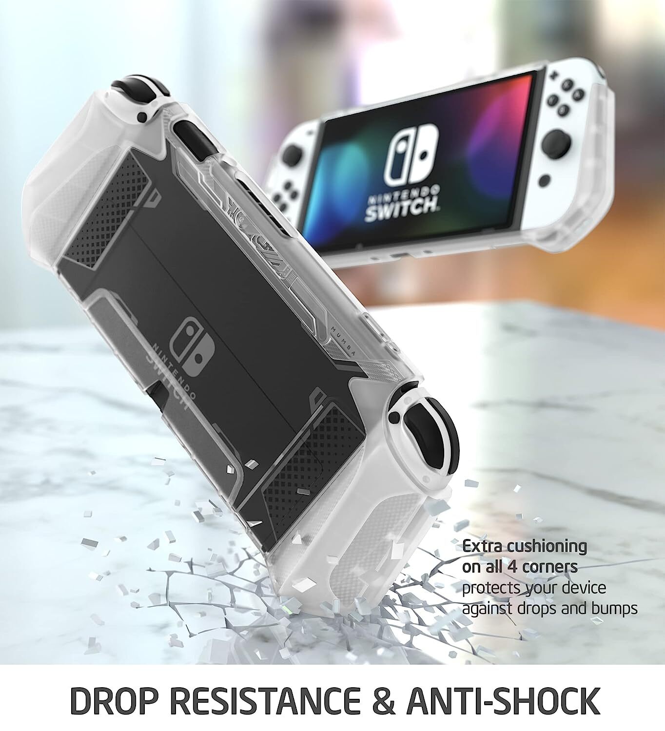 Mumba Dockable Case for Nintendo Switch OLED 2021 TPU Grip Shell ProtectiveCover