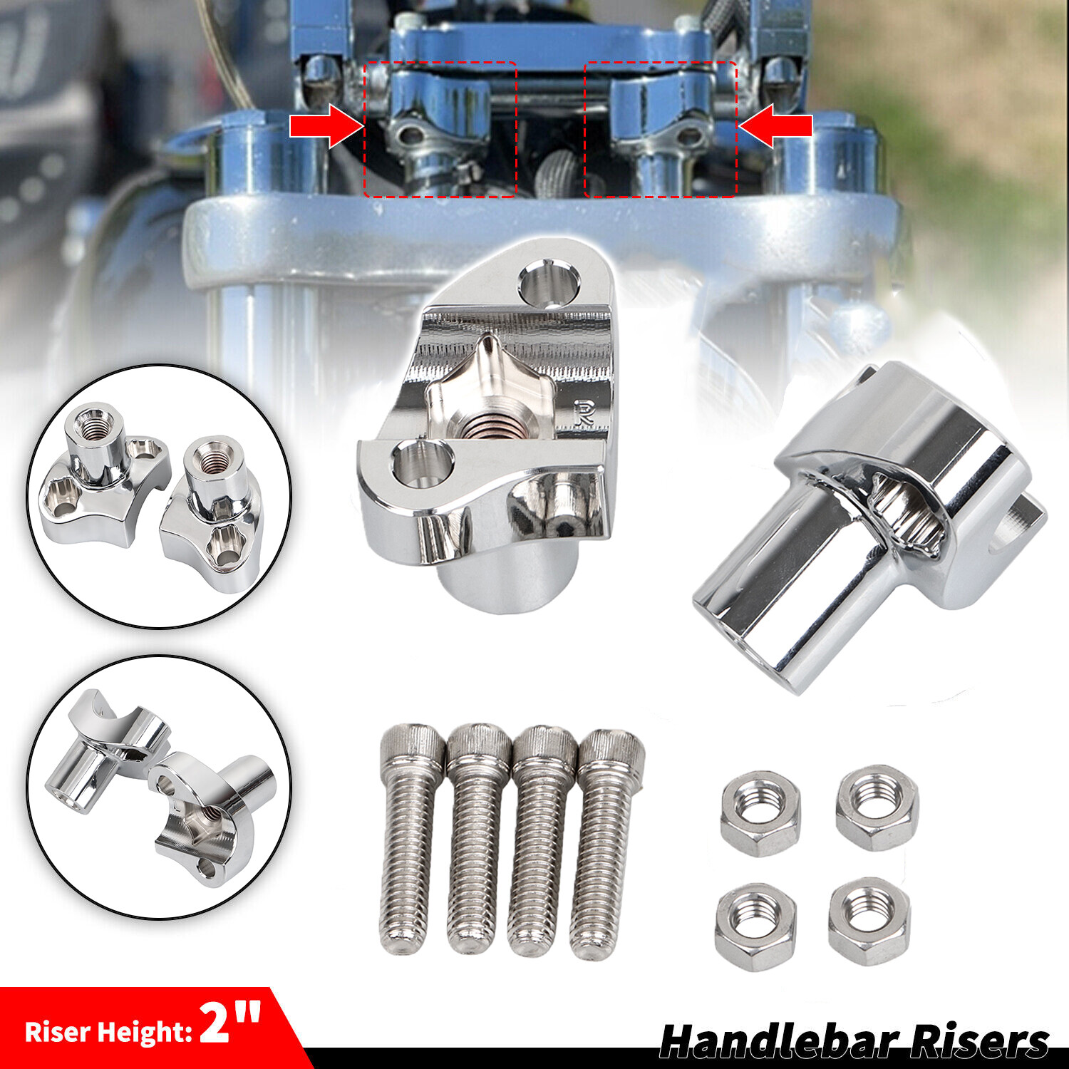 2" Chrome Handlebar Risers Bottom For Harley Heritage Softail Dyna Road King 883