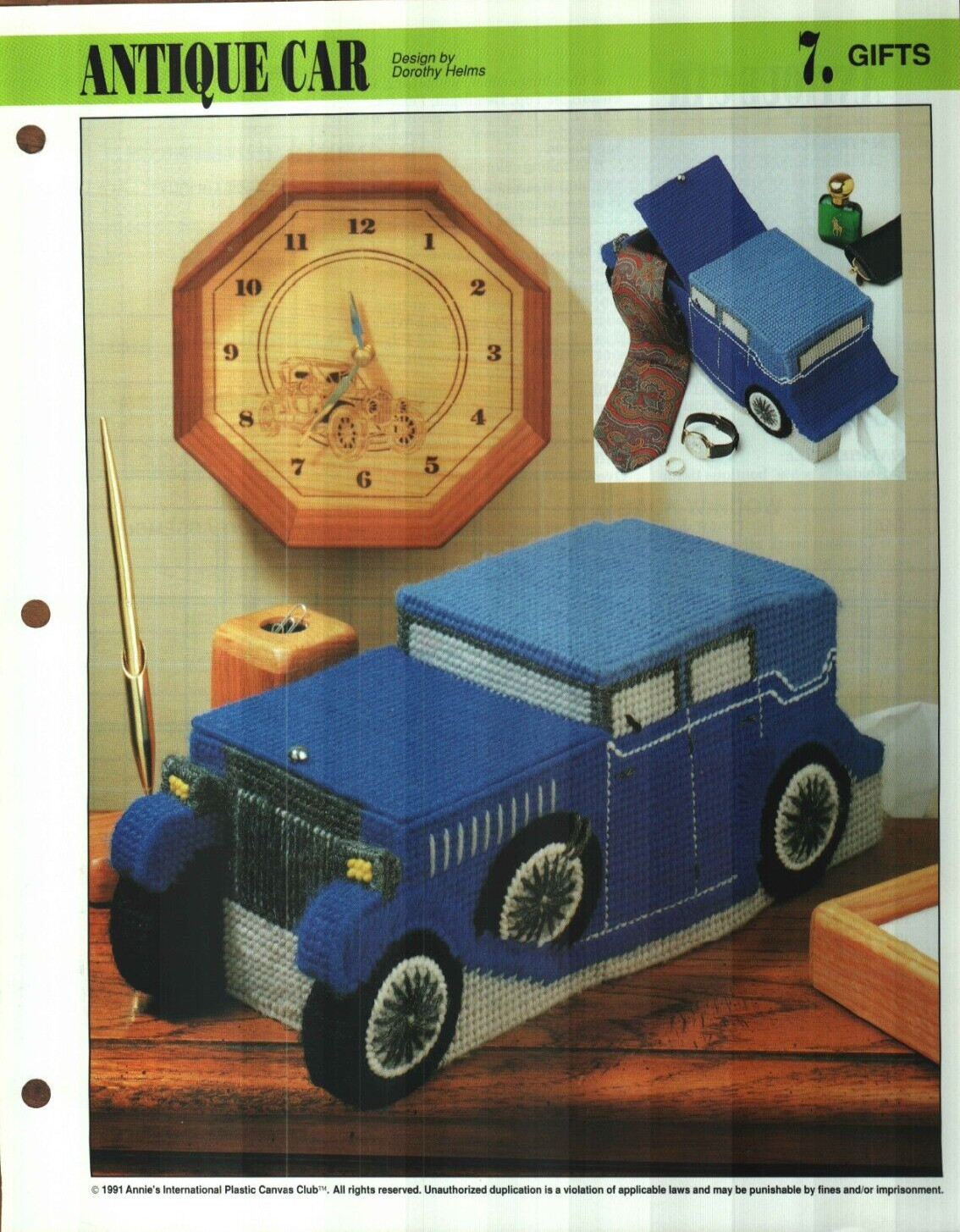 NEW ANTIQUE CAR TREASURE BOX ANNIE'S PLASTIC CANVAS PATTERN INSTRUCTIONS HTF