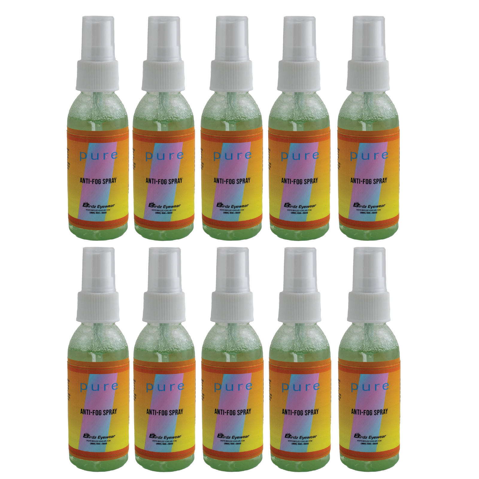 10 2oz Bottle of Birdz Anti Fog Spray for Glasses Swimming Paintball Diving