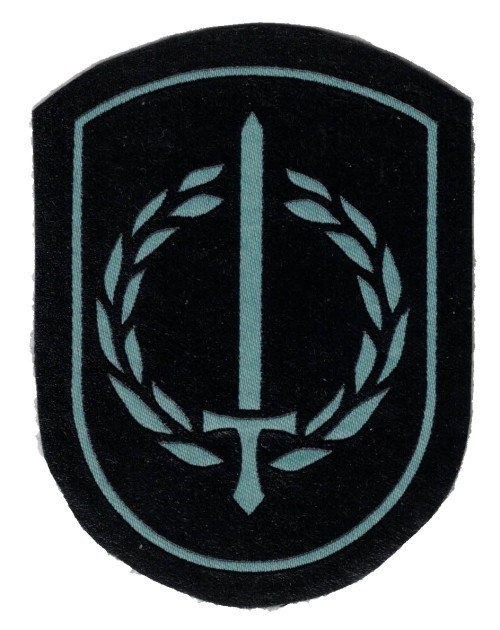 Lithuanian Army early 1990's officer school sleeve patch. Subdued