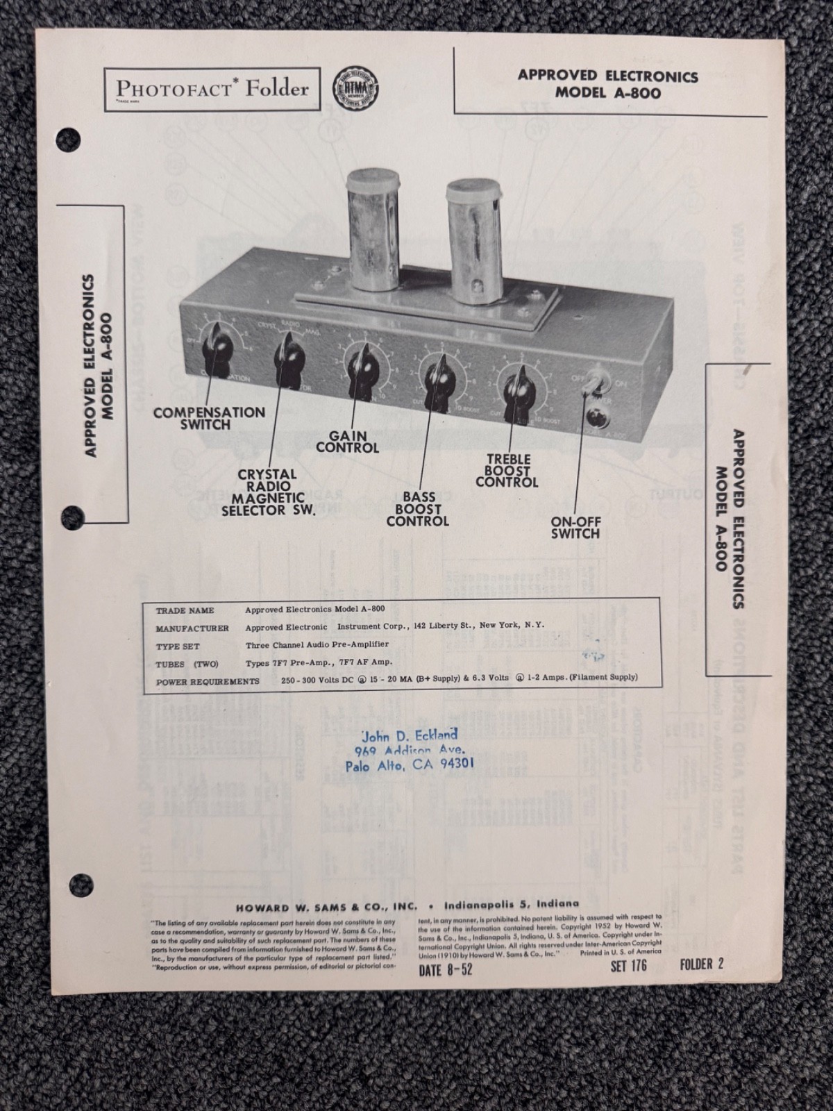 APPROVED ELECTRONICS, NATIONAL VARIOUS MODELS INFO AND SCHEMATICS