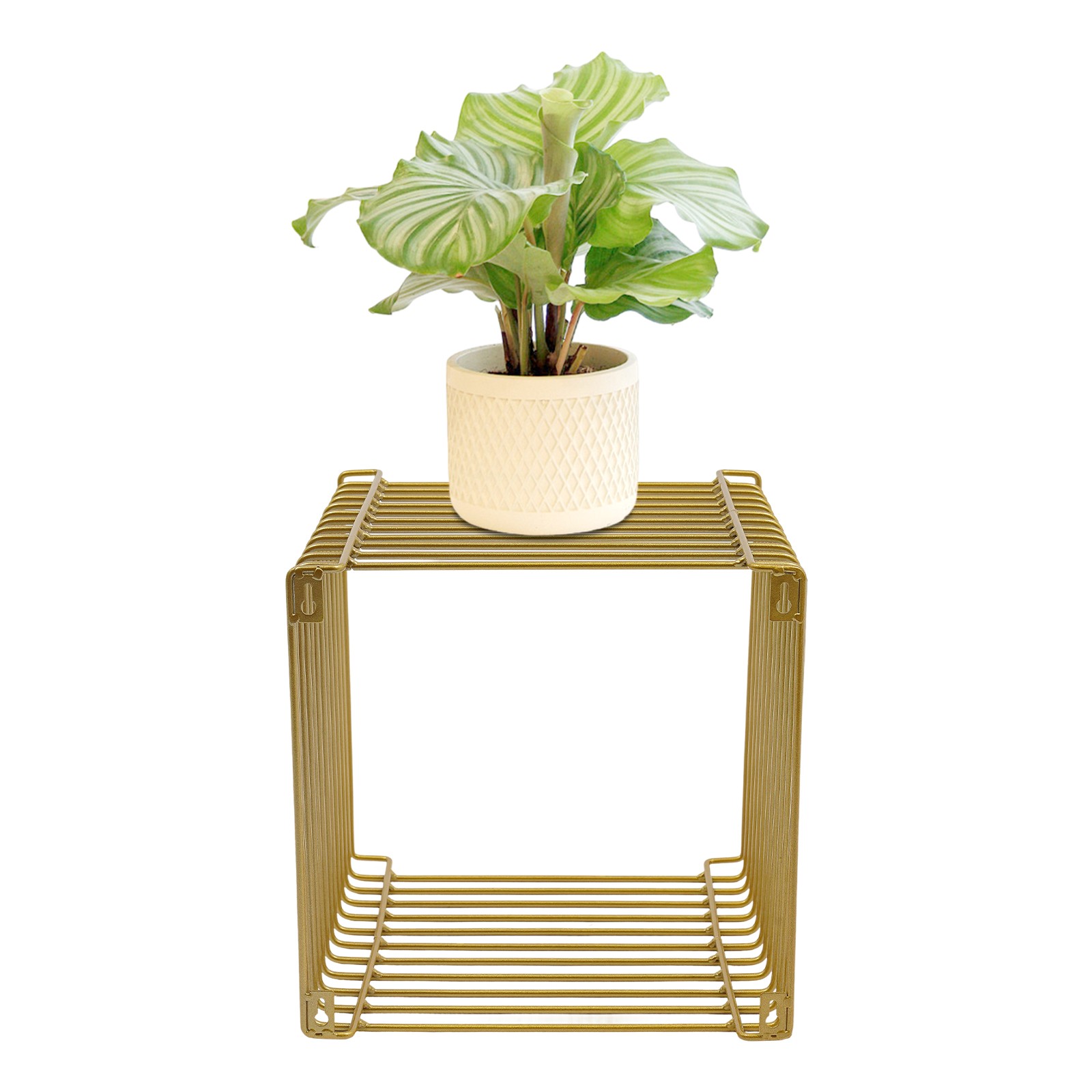2025 Style Side Table Square Geometry Side Table Linear Metal End Table Gold