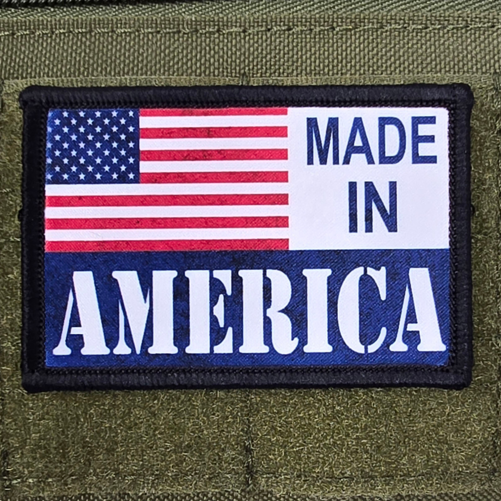 Made In America Patch Moral Tactical Meme Military Army USA Flag Hook & Loop 3x2