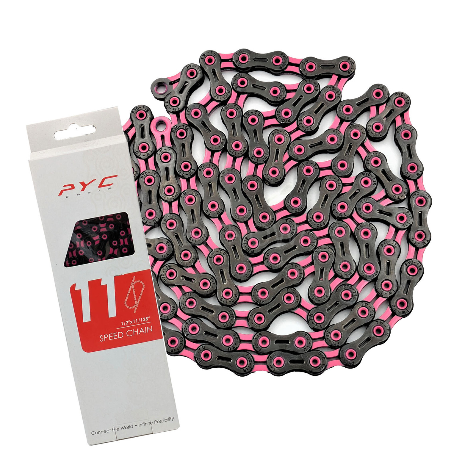 PYC DLC 11 Cycle Bike Chains for 11-Speed Shimano/Campy/Sram use Black+Pink