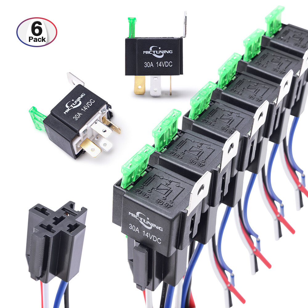 6 Pack Car Automotive Electrical Relays 30A Fuse Relay Switch Harness 5 Pin SPST