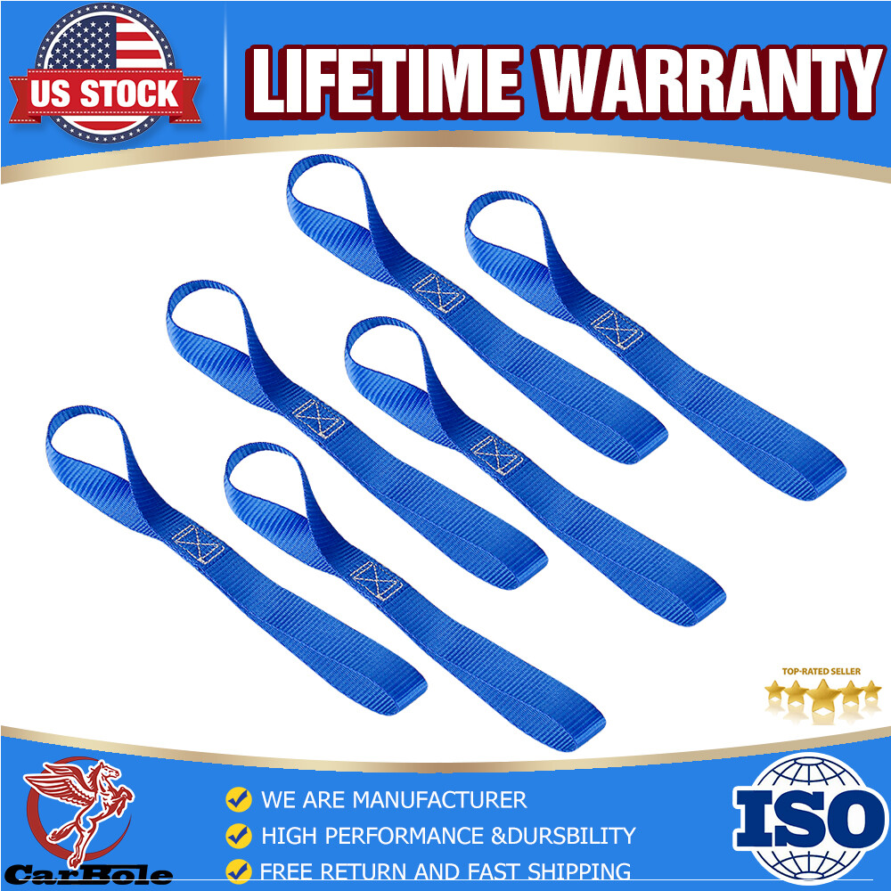 6 Pack Soft Loop Tie Down Straps Ratchet 4500LBS Heavy Duty Motorcycle Dirt Bike