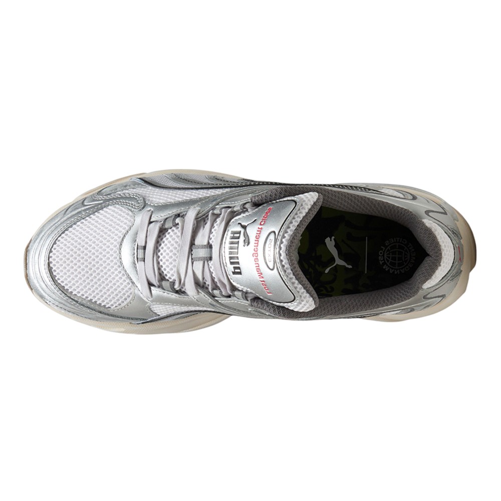 PUMA Extos Lost Management Cities Metallic Lace Up Mens Silver Sneakers Casual