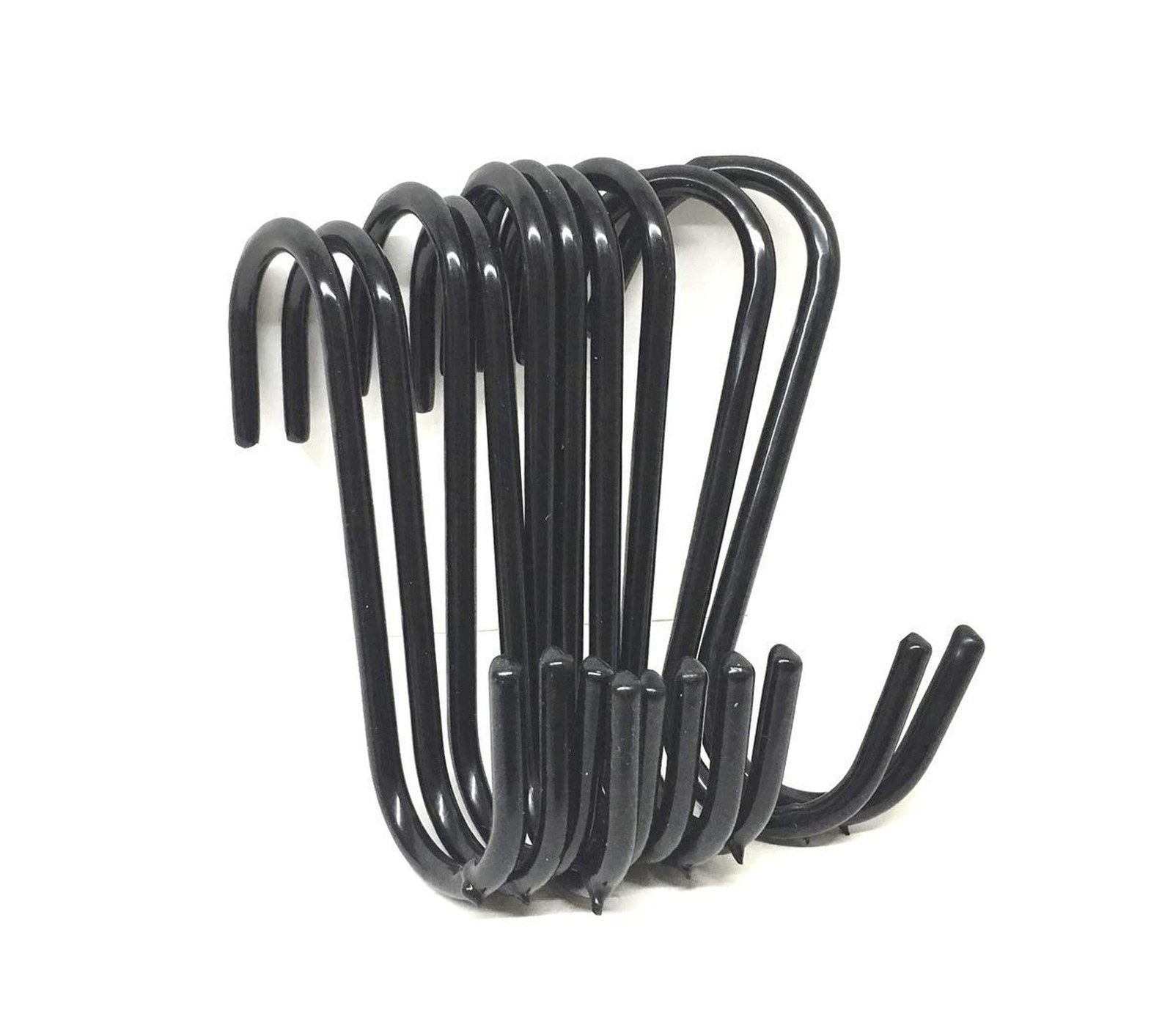 Set of 10 pc S Shape Utility Hook Set, Vinyl Coated or Chromed Wire (Black Vi...