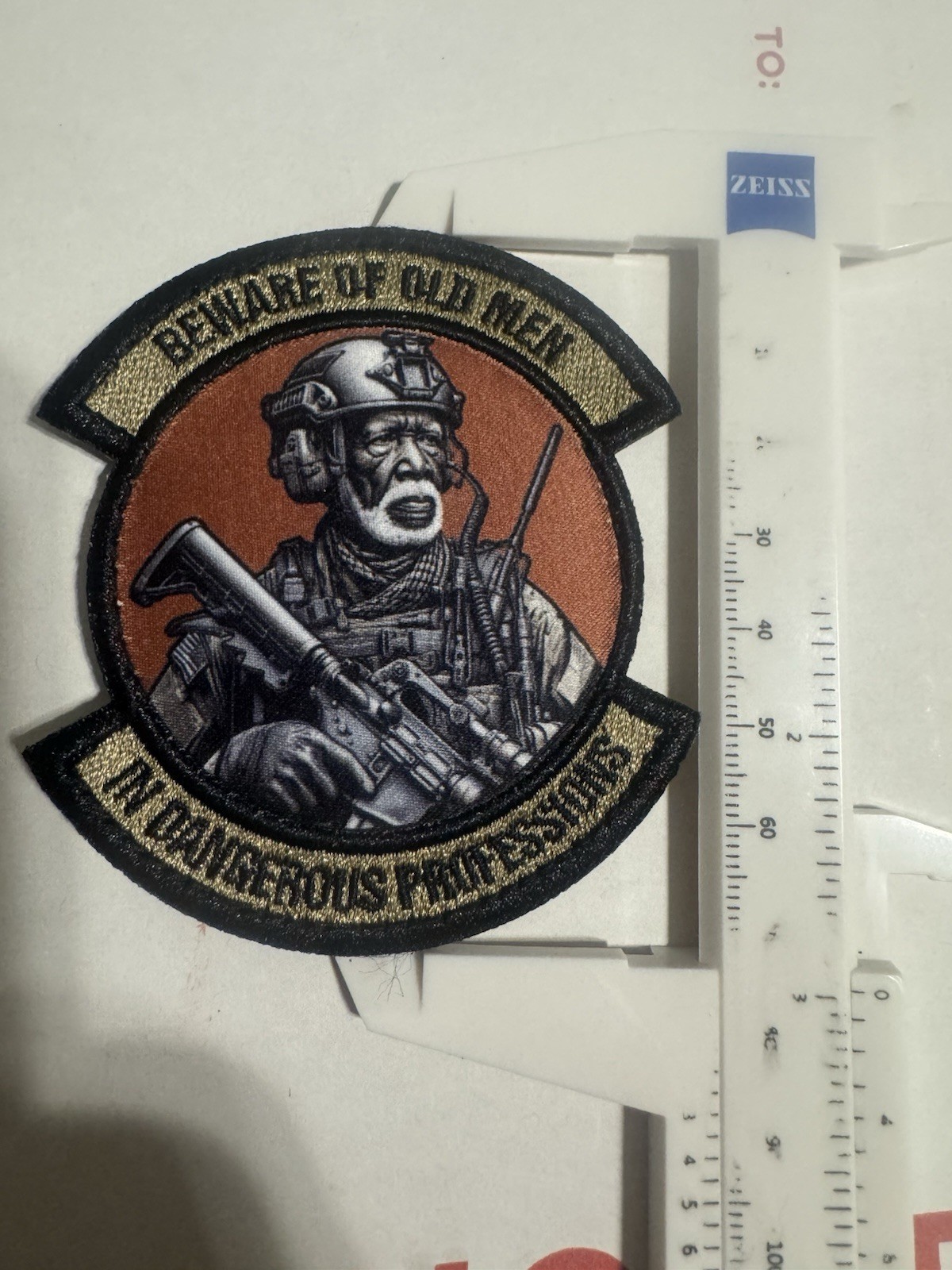 Beware Of Old Men In Dangerous Professions Patch Hook Loop 3 Inch