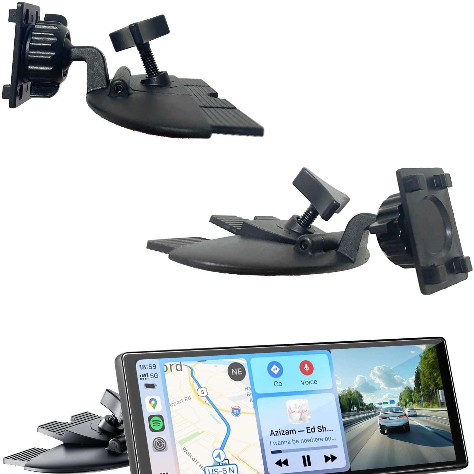 ARMOLABX CD Slot Mount for CarPlay Screen, [Heavy-Duty] 7-11 inches, Black