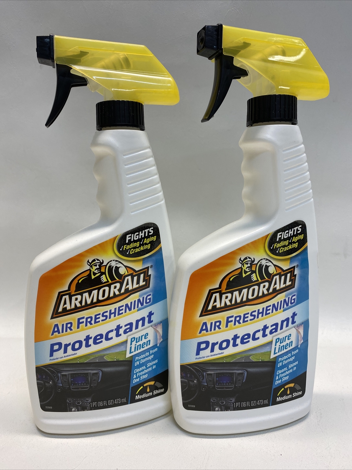 2 Bottles Armor All Air Freshening Protectant Pure Linen 16 Fl Oz Medium Shine