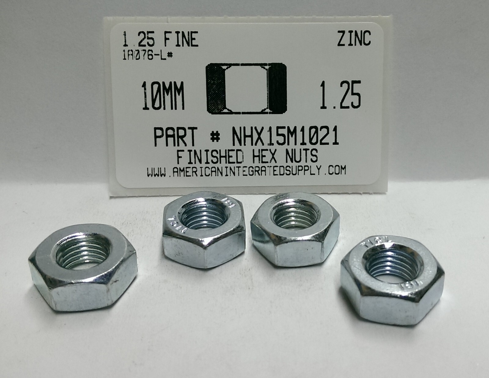 M10-1.25 HEX NUTS CLASS 8 STEEL ZINC PLATED (15)