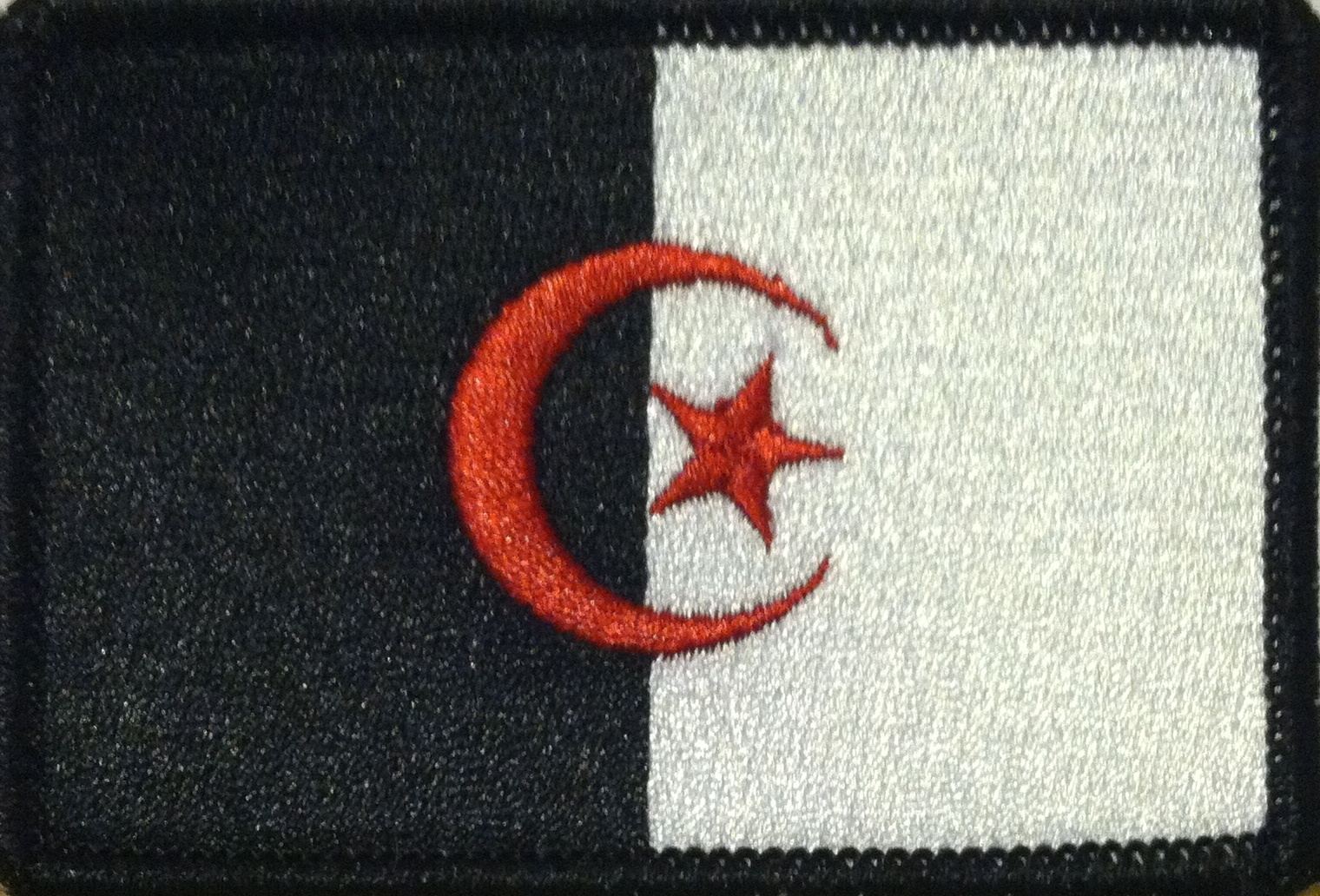 ALGERIA Flag Patch with Hook Adhesive fastener Black & White Version  #2
