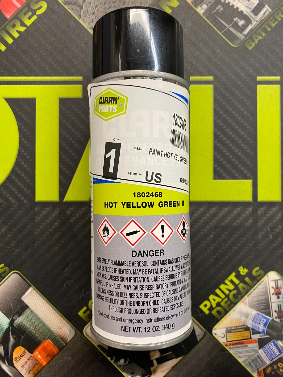 CLARK Forklift OE Paint Hot Yellow Green II #1802468 1984-Present 12oz Aerosol