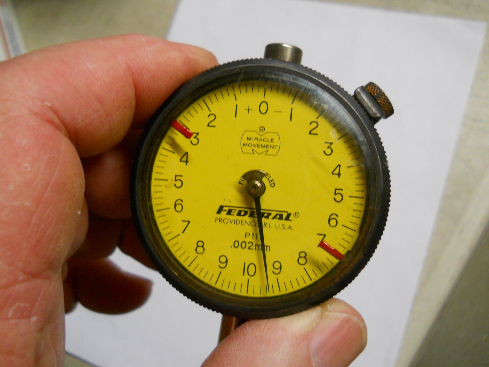 Federal #P11 Dial Indicator. Metric .002mm W/Pointers. used