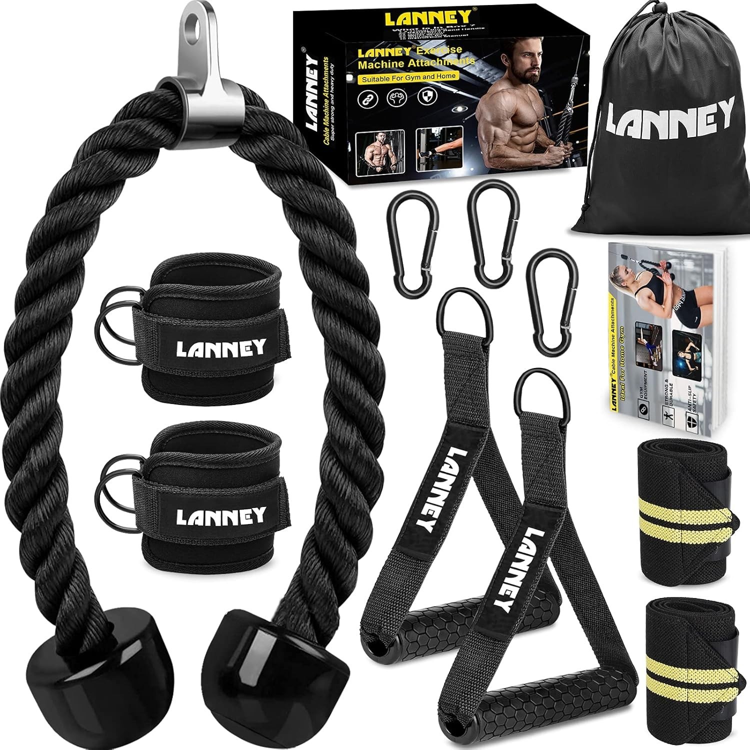 , 35" Triceps Pull Down Rope LAT Pulldown Attachments, Home Gym Accessories S...