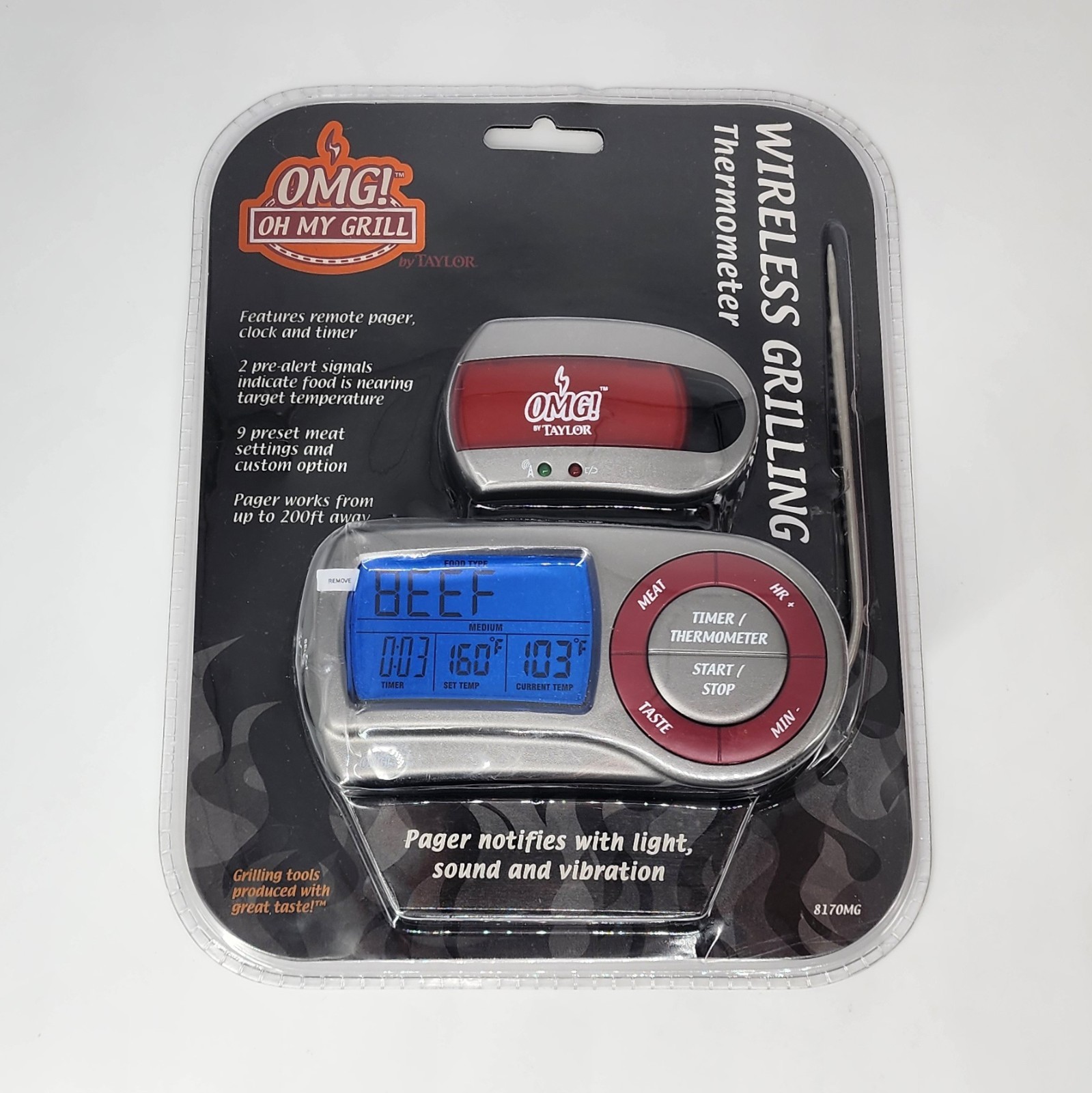 Taylor OMG Grill Wireless Digital Grilling Thermometer BBQ model 8170MG - NEW