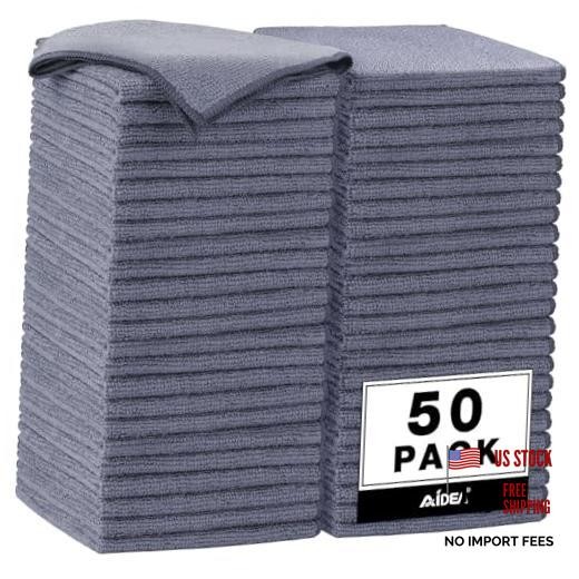 Microfiber Cleaning Cloth Microfiber Towels for Cars, Premium Car 50PK Grey