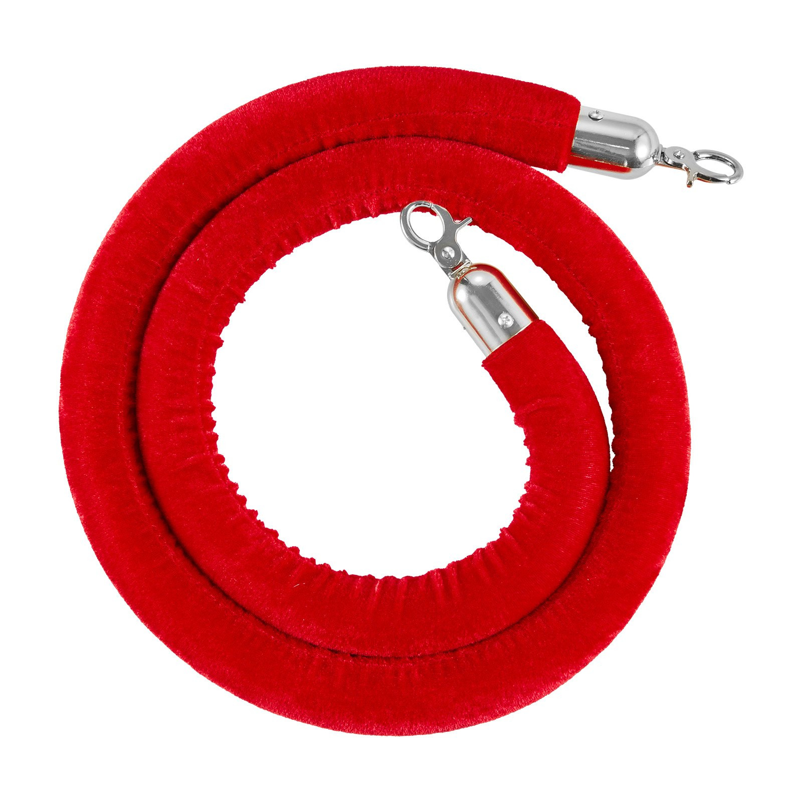 2PCS Red Velvet Stanchion Ropes 5ft Crowd Control w/ Silver Hooks