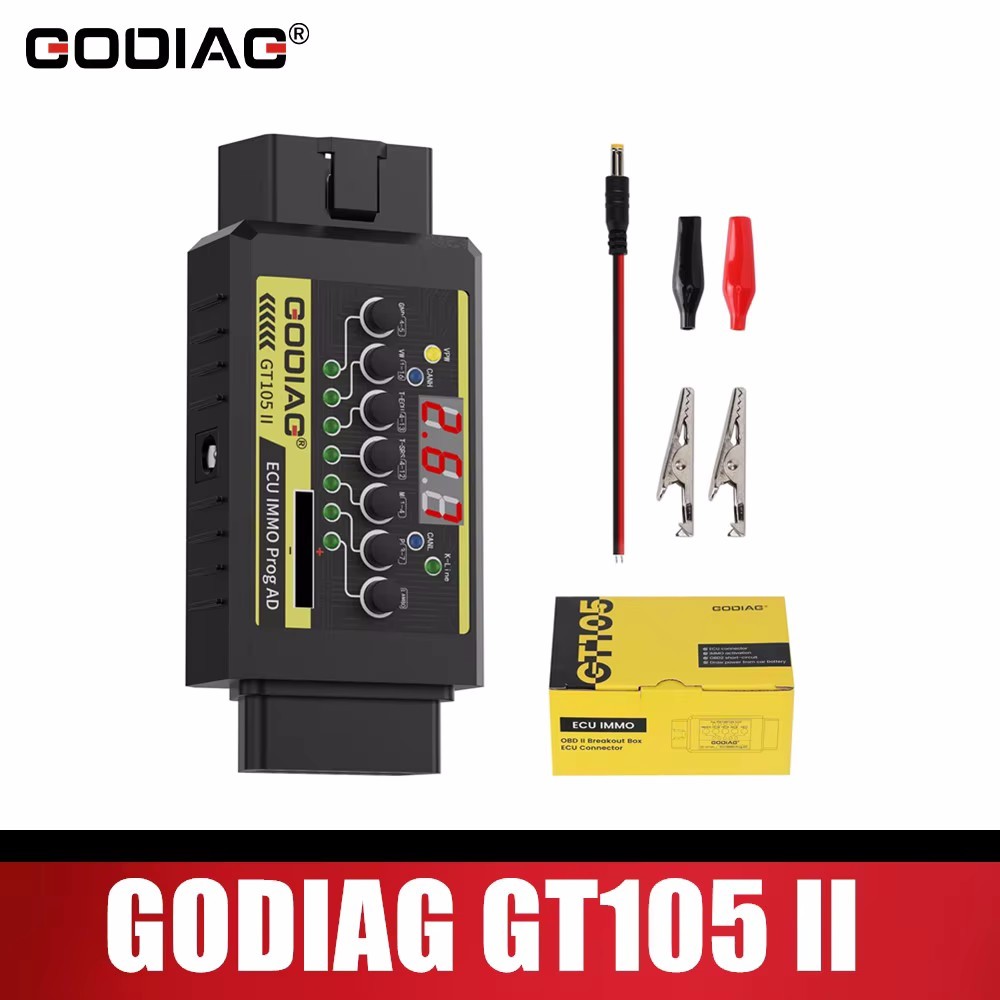 GODIAG GT105 II E/CU IMMO Prog AD OBD2 Break Out Box  Connector Voltage Display