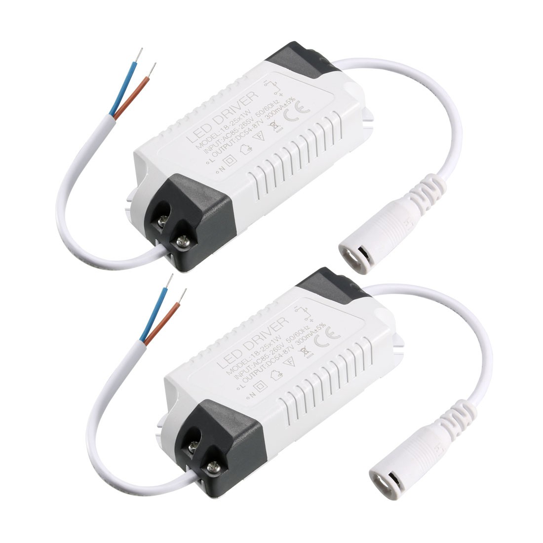 2Pcs 18-25W Constant Current 300mA LED Driver AC 85-265V Output 54-87V DC