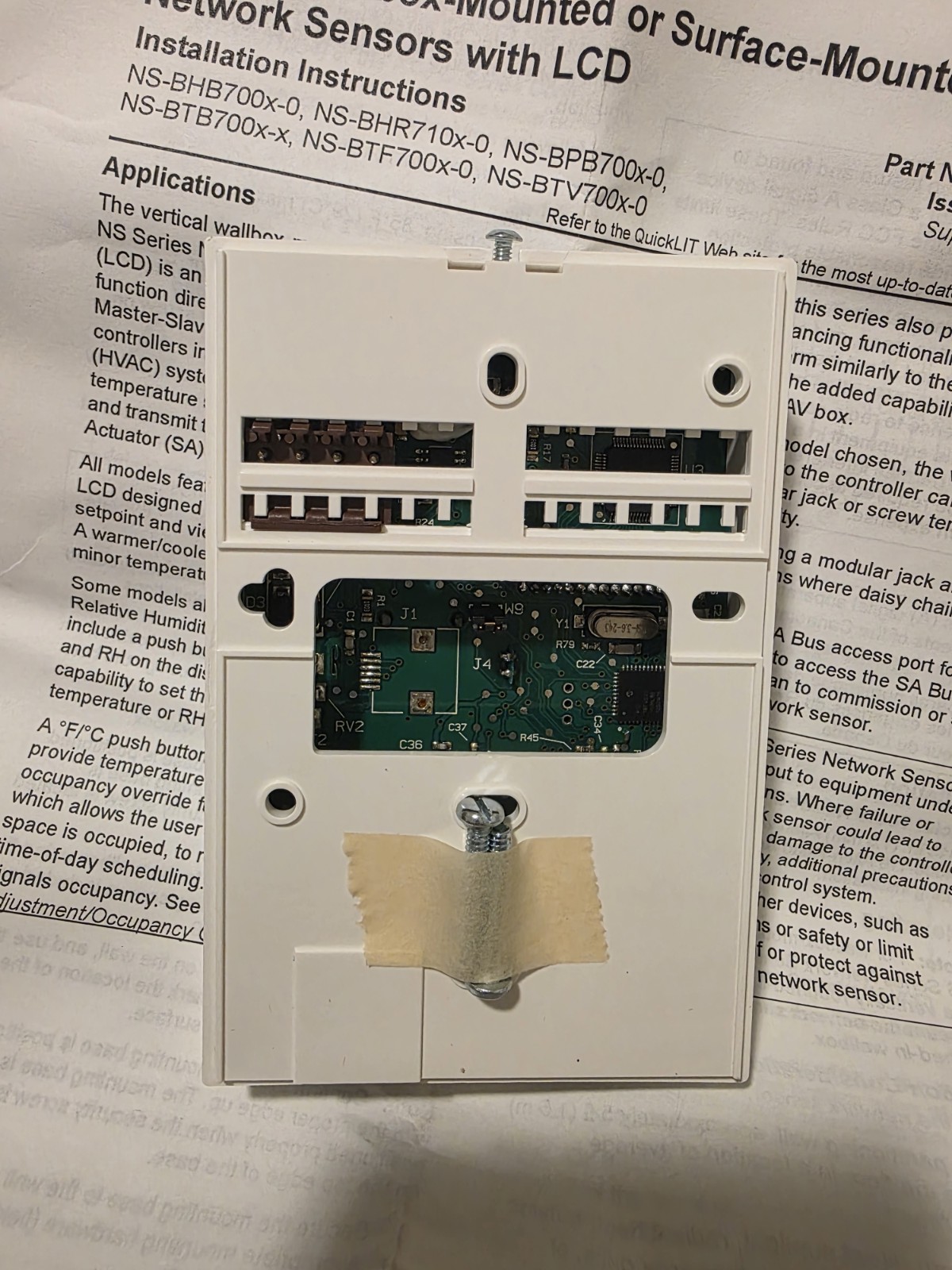 Johnson Controls 24-10094-25 REV H Network Sensor LCD Temp Wall Mount