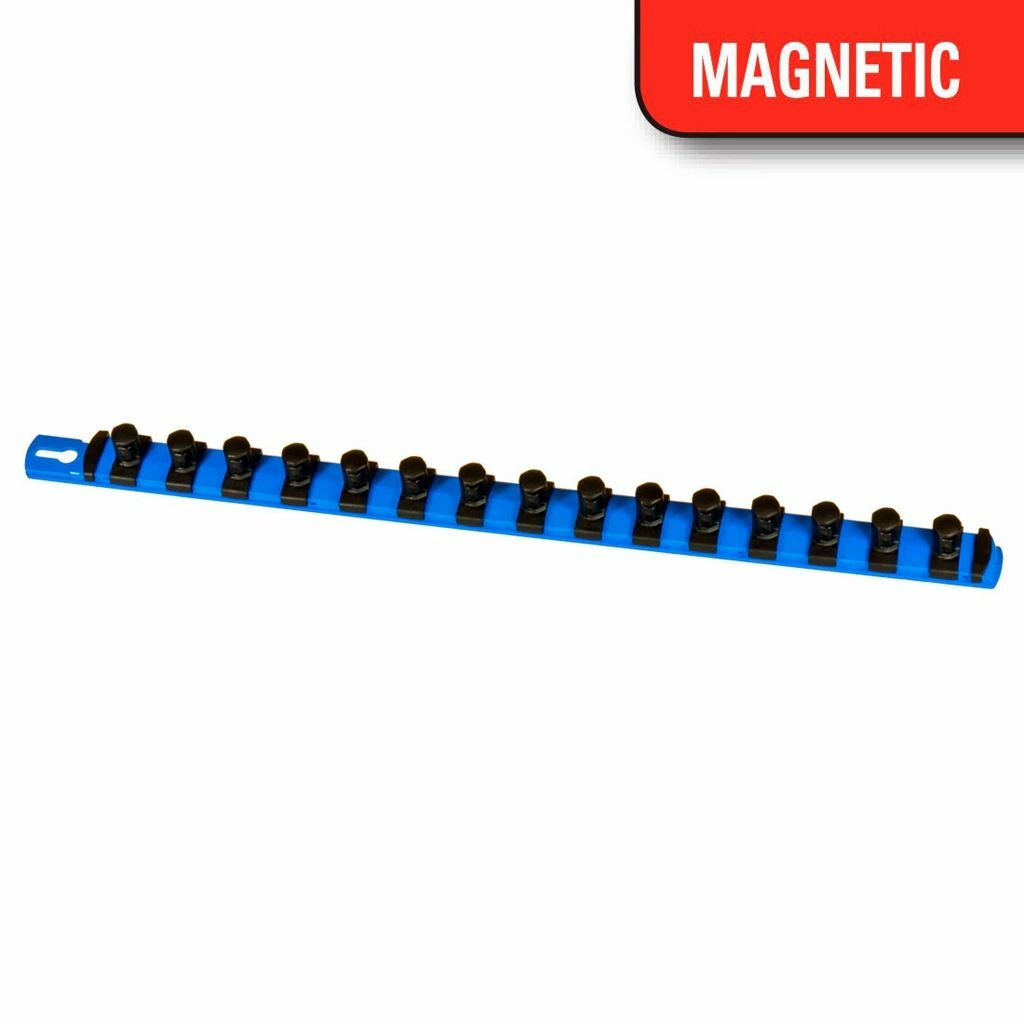 ERNST MFG. 8404M 18” BLUE MAGNETIC SOCKET ORGANIZER w/(15) 3/8" TWIST LOCK CLIPS