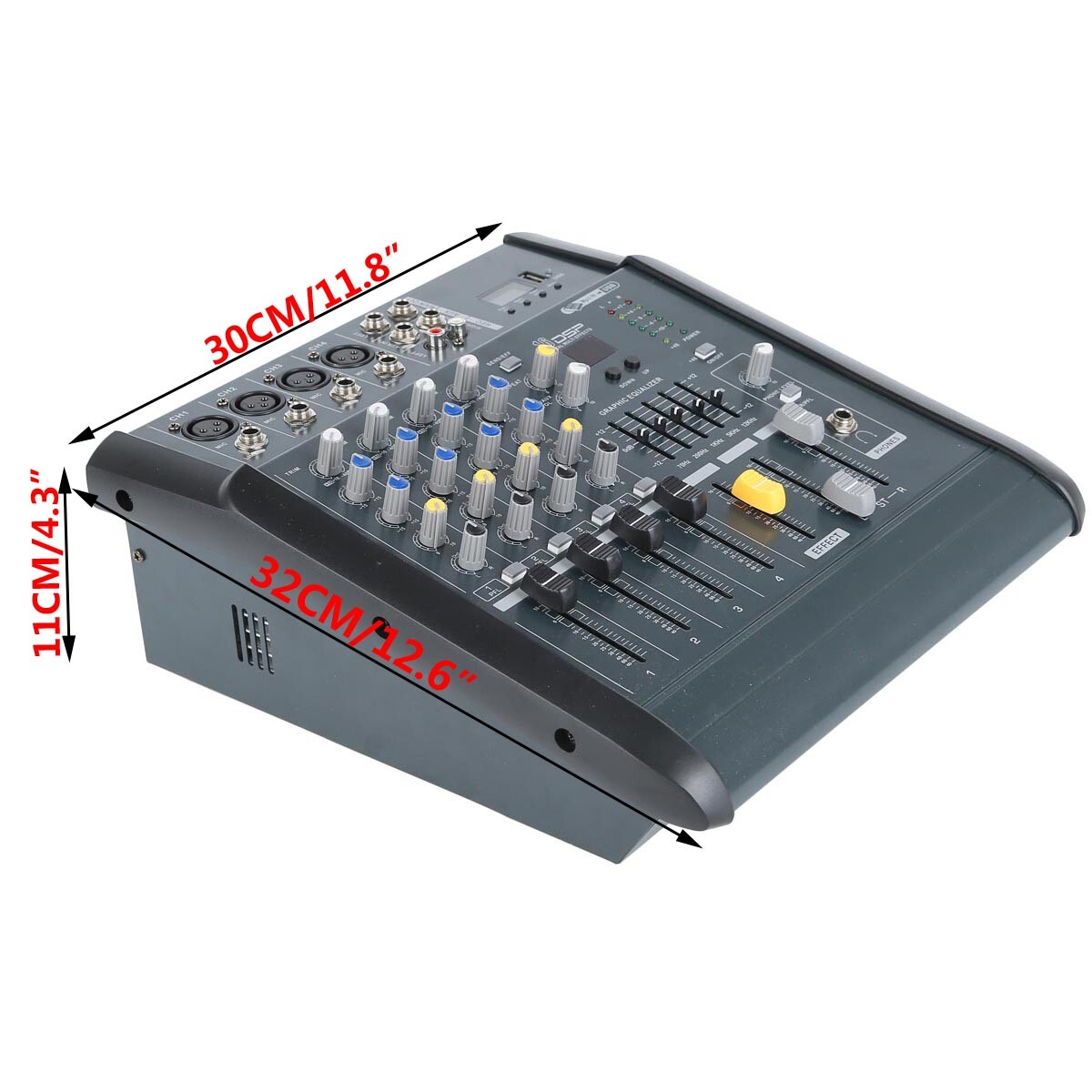 4 Channel Digital Powered Audio Bluetooth Audio Mixer Mixing Amplifier TRS 16DSP